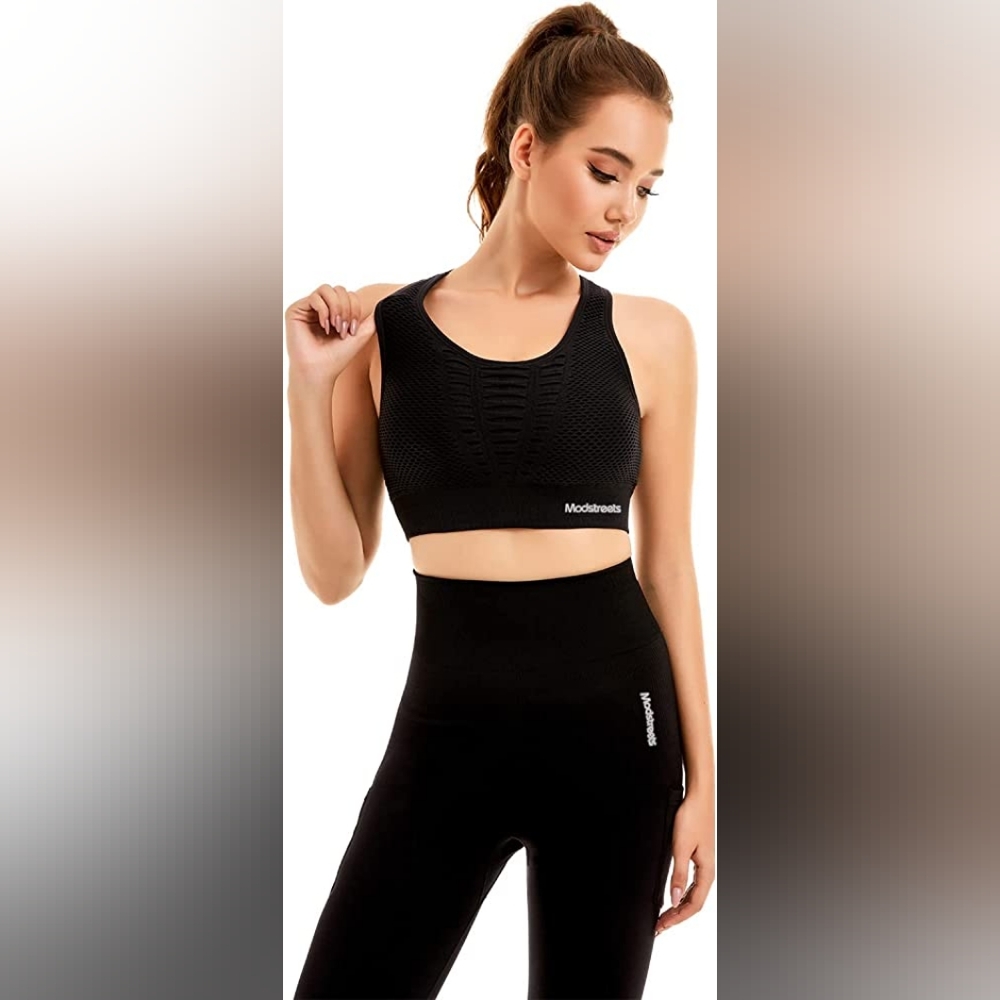 Modstreets Women's Seamless Workout yoga sports bra‎ size large L